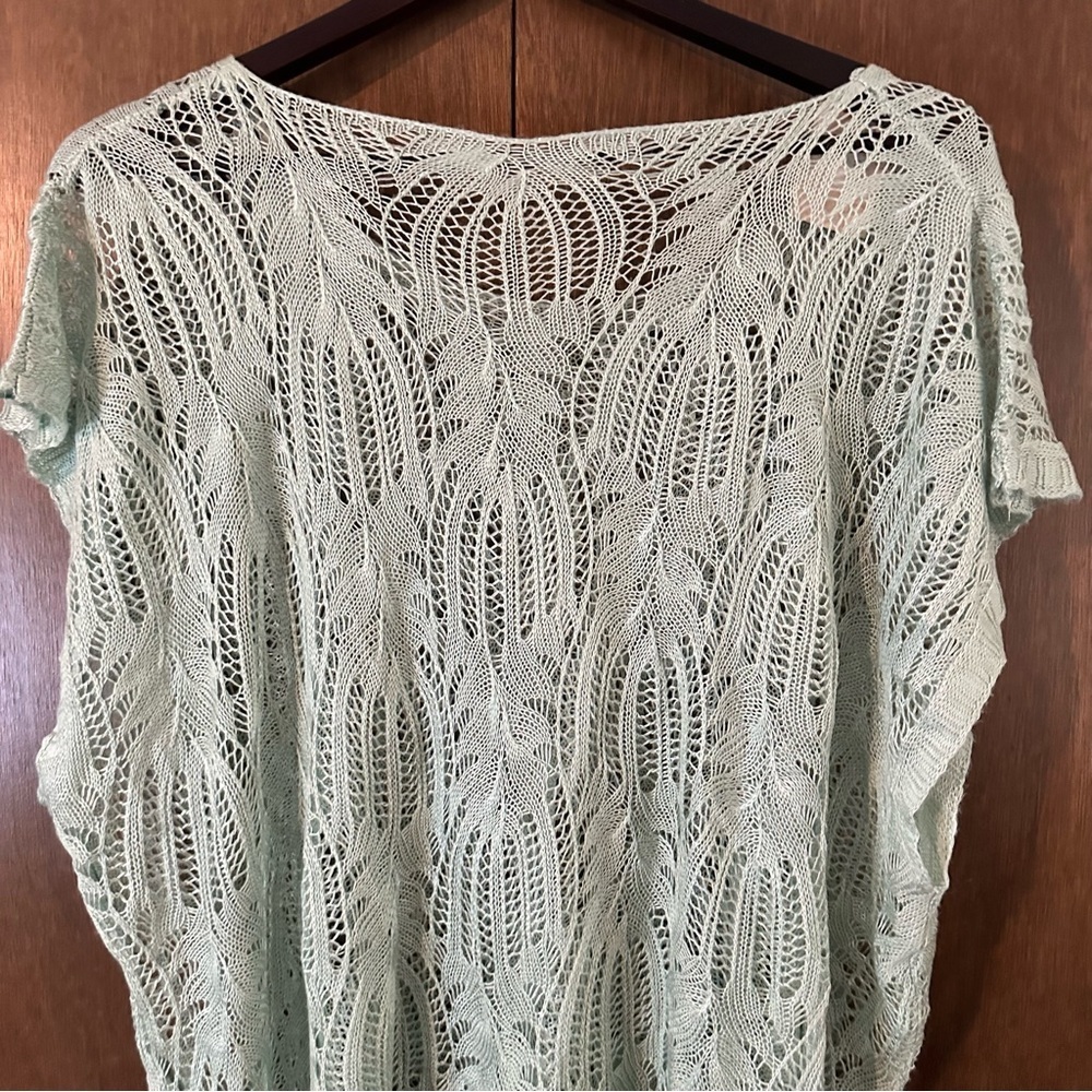 Paige Danielle Mint Green Crochet Lace Women’s Short Sleeve Top Sz XL Boho - Picture 7 of 9